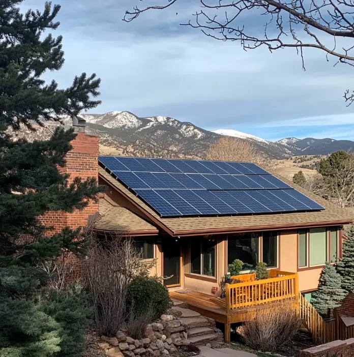 Two - two-story homes in Colorado Springs with small amount of solar panels on roof - best solar company in Colorado Springs