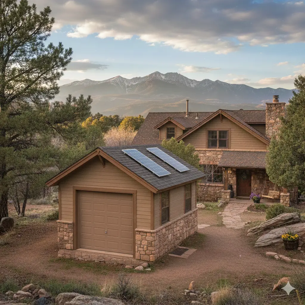 Two - two-story homes in Colorado Springs with small amount of solar panels on roof - solar power colorado springs